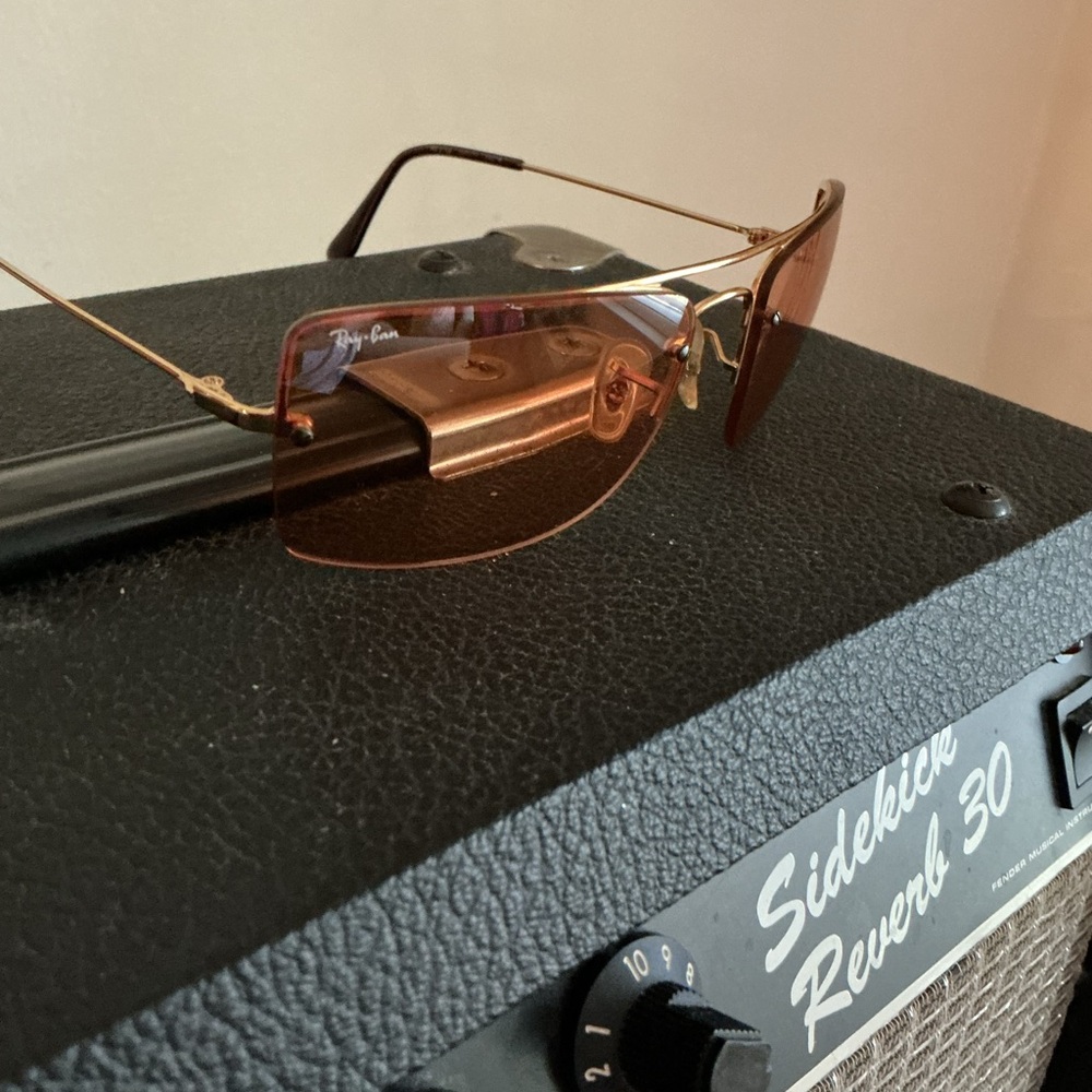 RAY-BAN Vintage Square RB3158 Unisex Orange Tinted Sunglasses - Picture 6 of 16